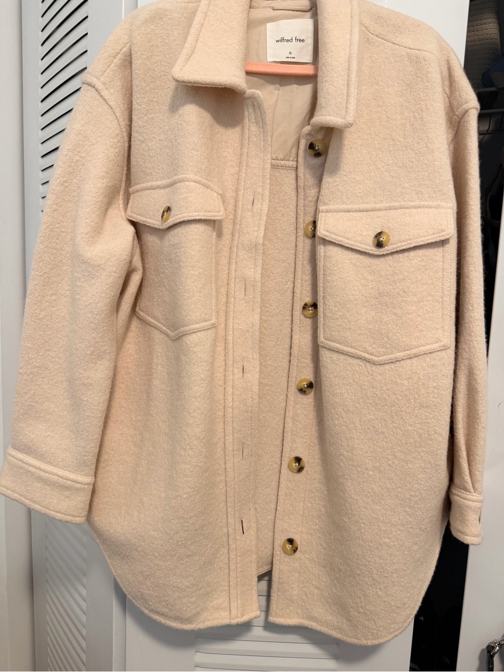 Aritzia Wilfred Cream Wool Shacket Jacket